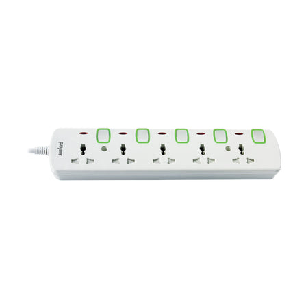 5 way socket extension surge protection LED indicator sanford 1