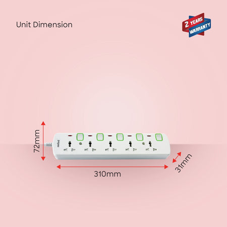 5 way socket extension surge protection LED indicator sanford 6