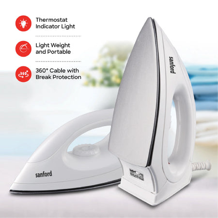 1200W dry iron non stick soleplate overheat protection sanford 4