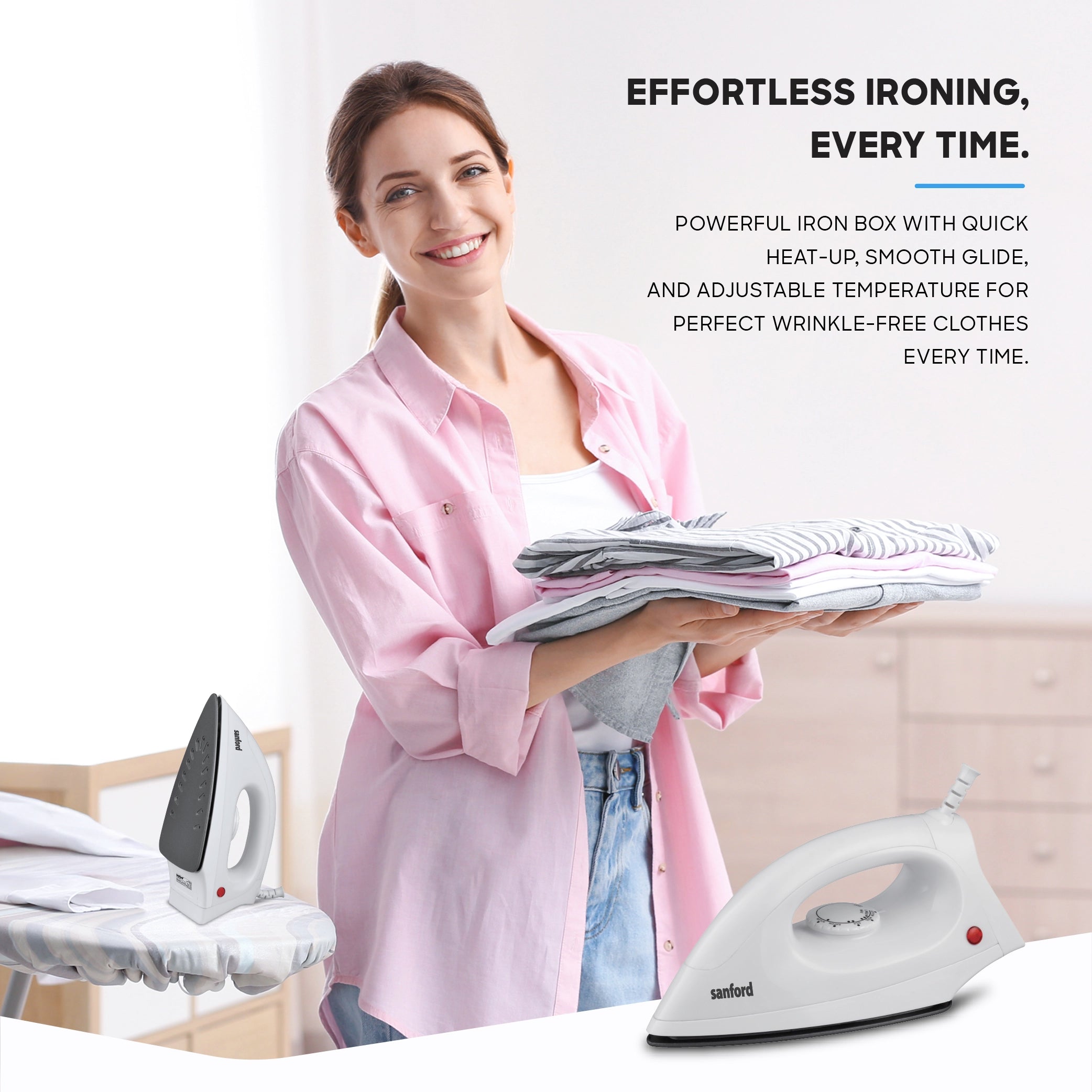 1200W dry iron non stick soleplate overheat protection sanford 5