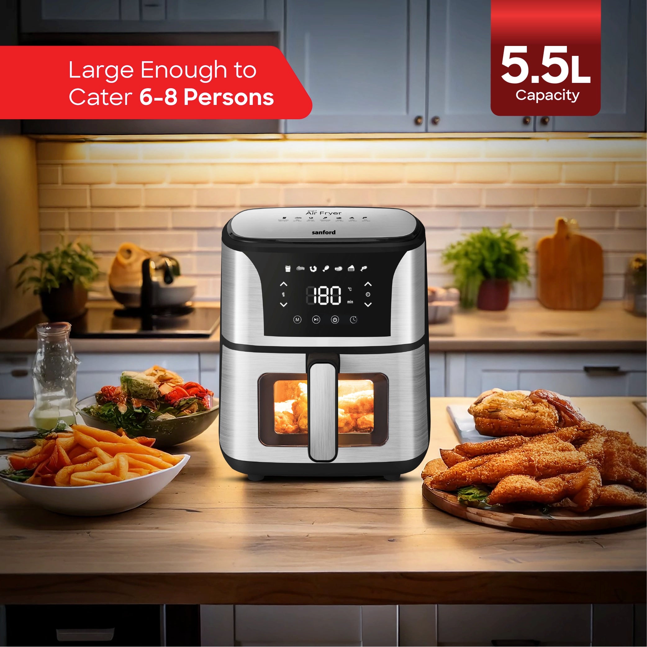 5.5L air fryer cooking window LED display digital sanford 5
