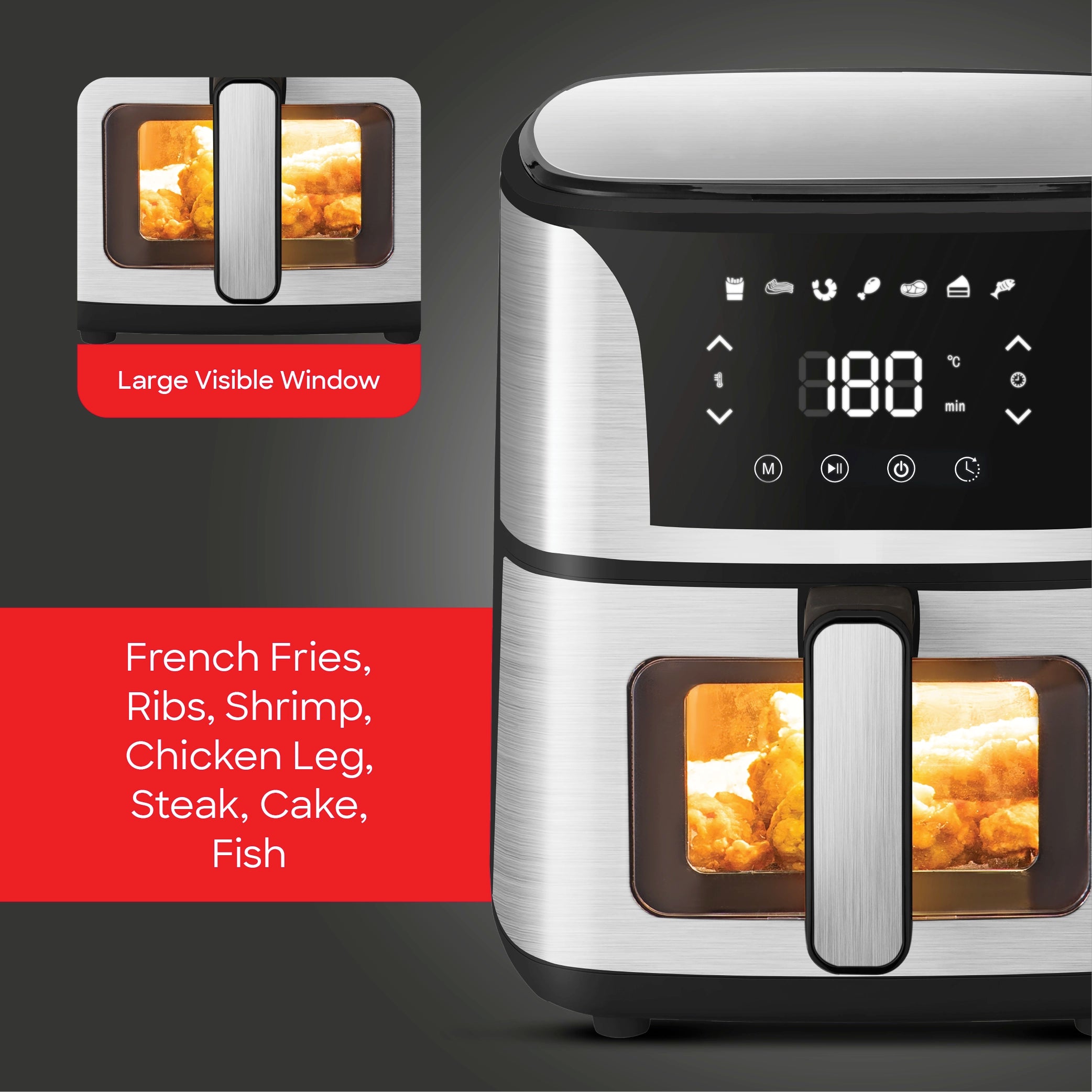 5.5L air fryer cooking window LED display digital sanford 6