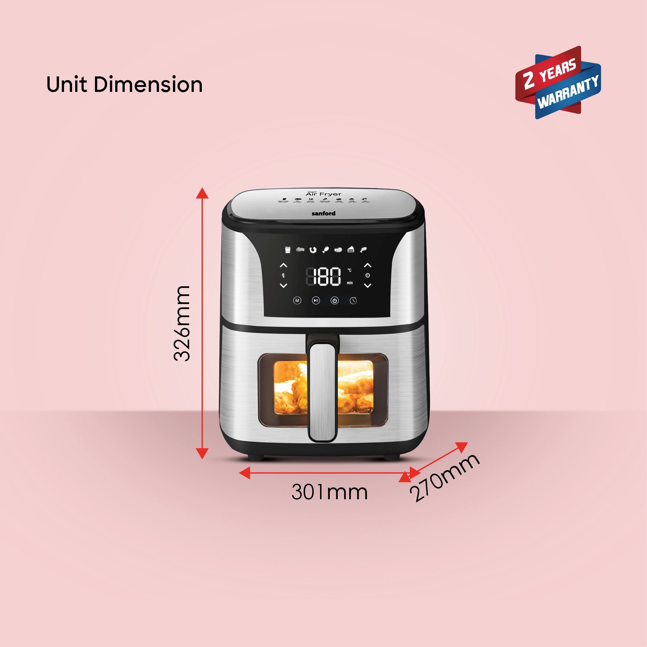 5.5L air fryer cooking window LED display digital sanford 7