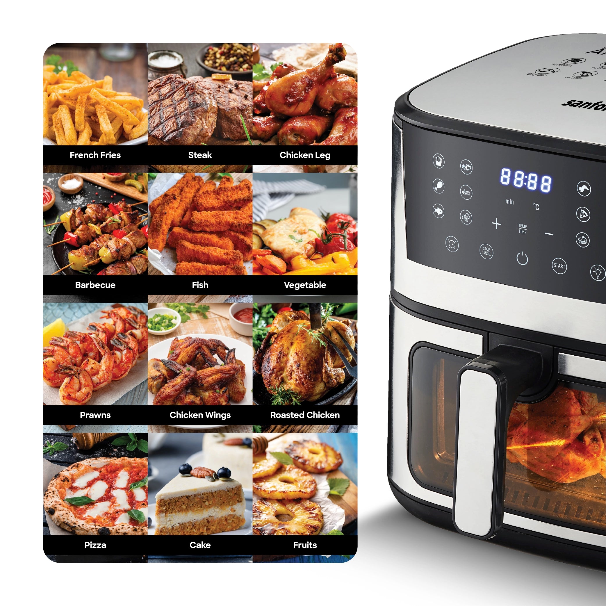 7L air fryer 12 preset menus air circulation digital sanford 6
