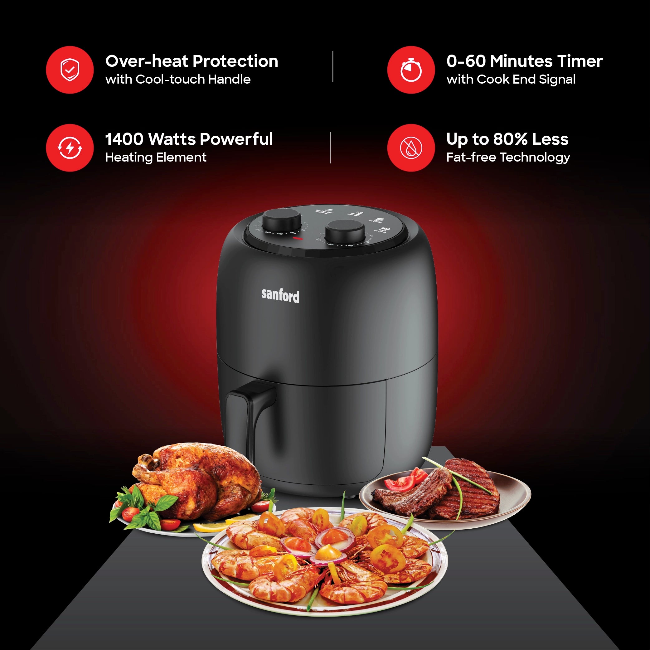 3.5L air fryer 360 air circulation timer digital sanford 4
