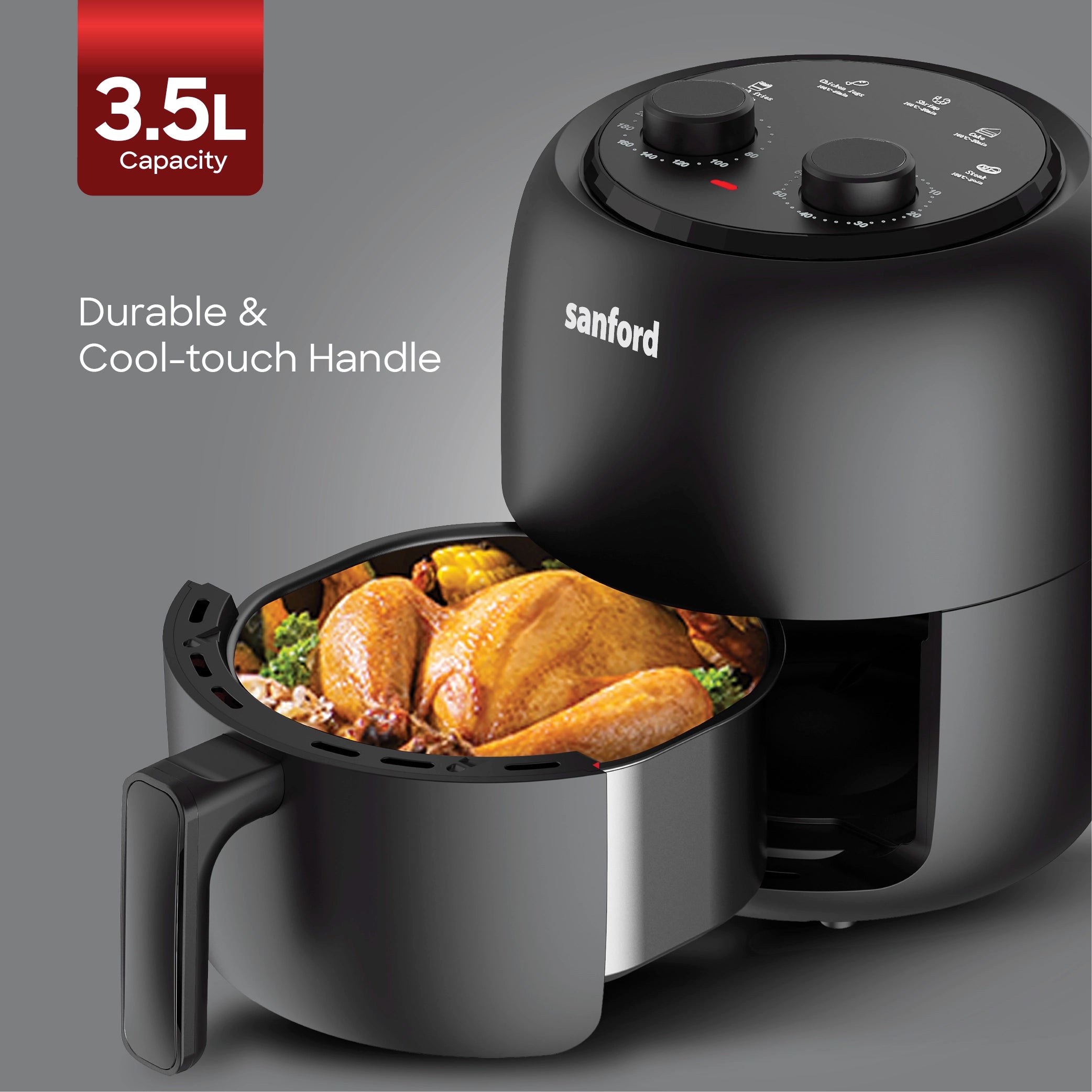 3.5L air fryer 360 air circulation timer digital sanford 6