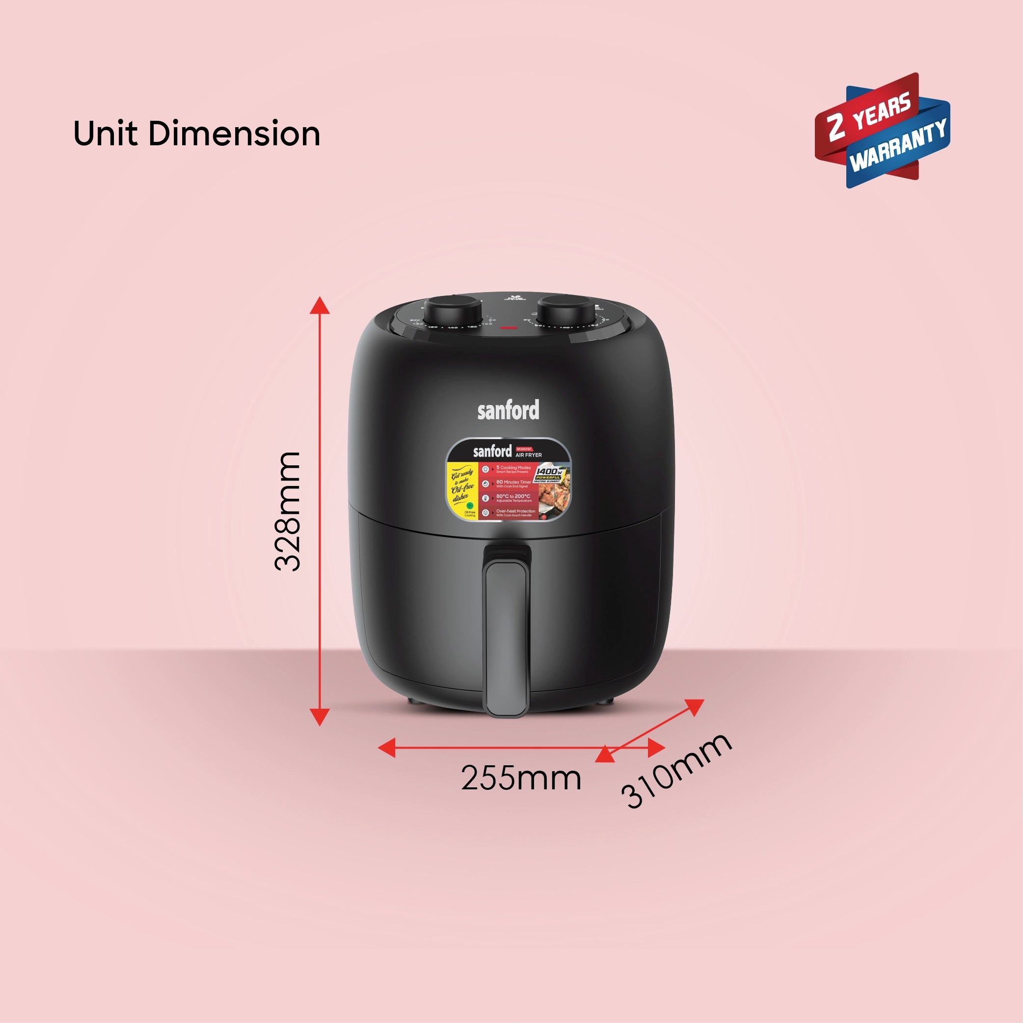 3.5L air fryer 360 air circulation timer digital sanford 7