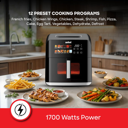 digital best air fryer 8L double heating 12 presets sanford 4