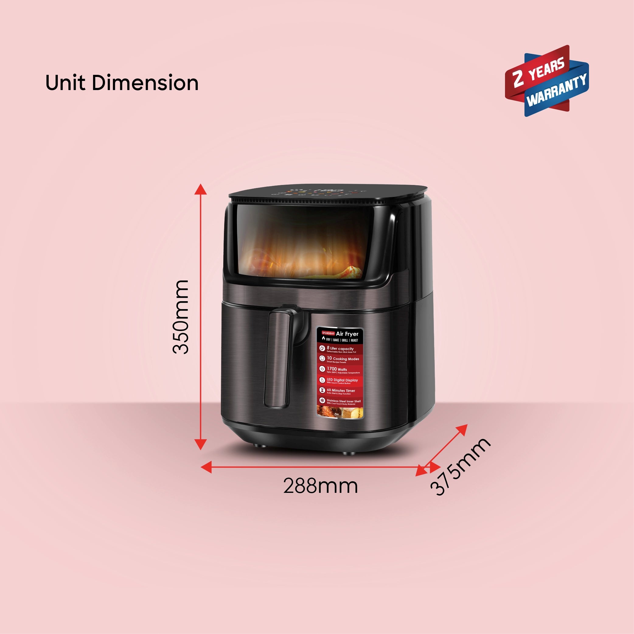 7L air fryer triple heat cooking 1000W sanford 8