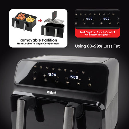 SANFORD DIGITAL AIR FRYER WITH DOUBLE POT 12.0L - buysanford