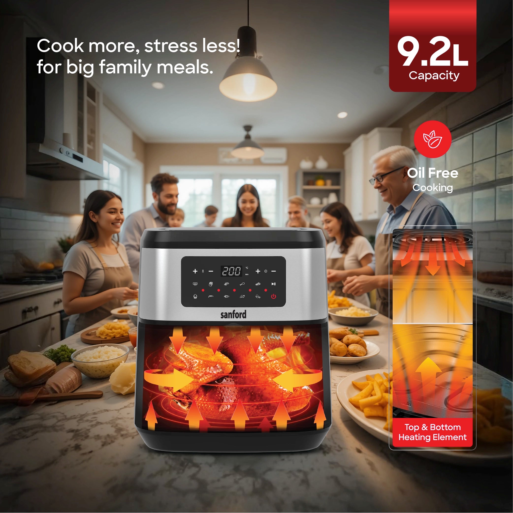 10L air fryer digital touch display 10 preset menus sanford 5