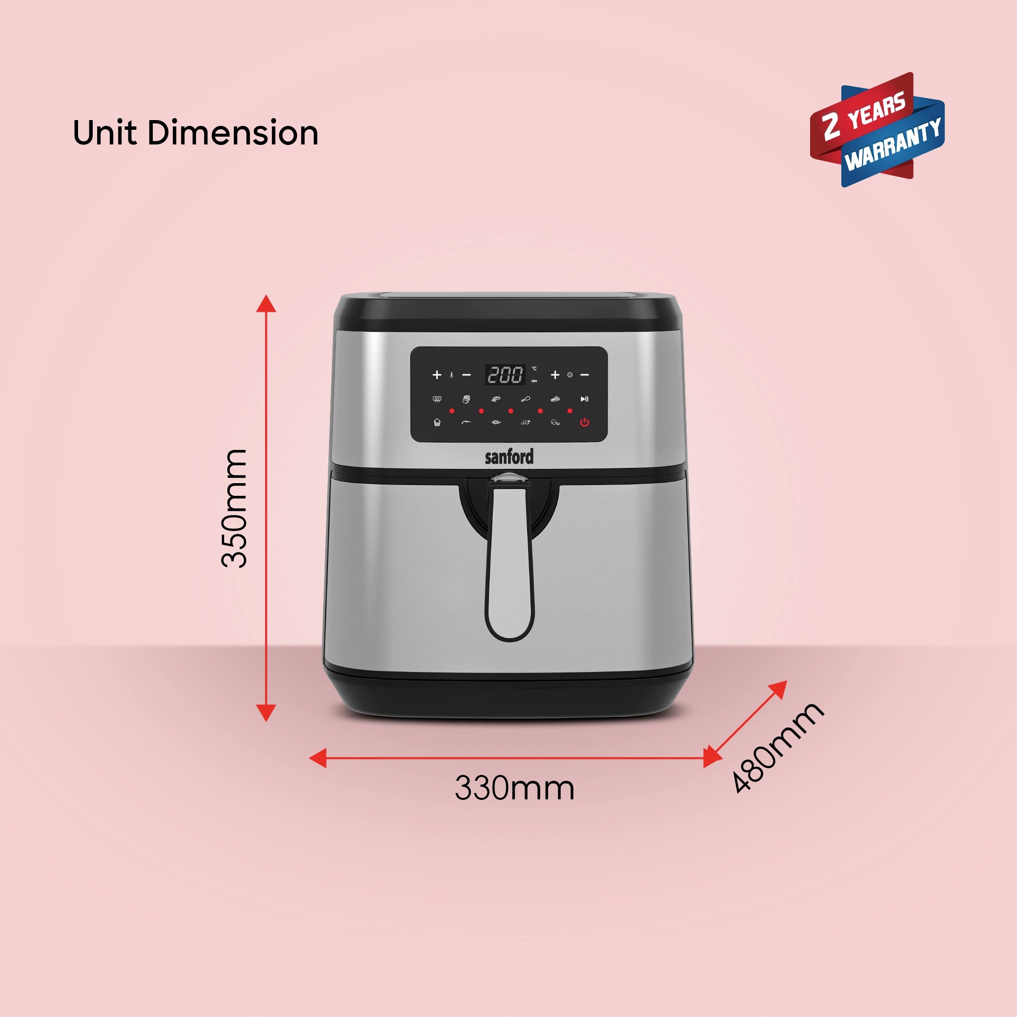 10L air fryer digital touch display 10 preset menus sanford 7