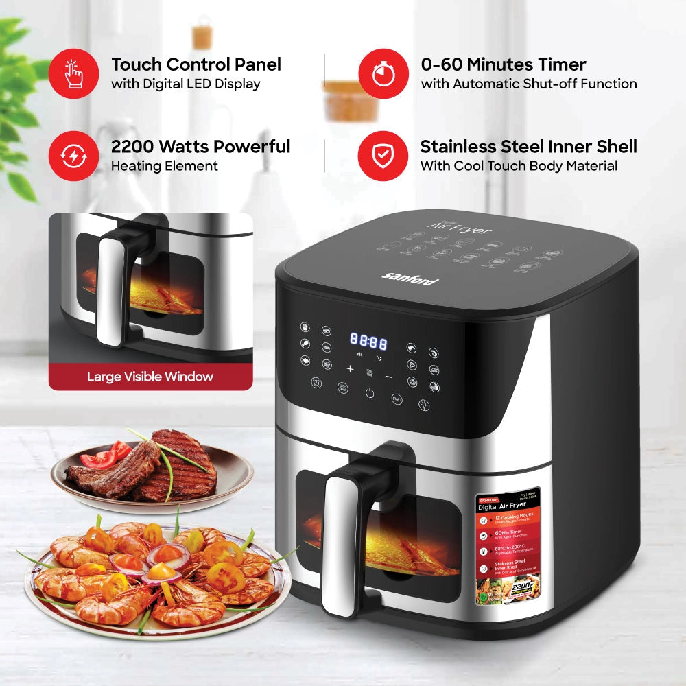 10L air fryer digital touch display 12 preset menus sanford 6