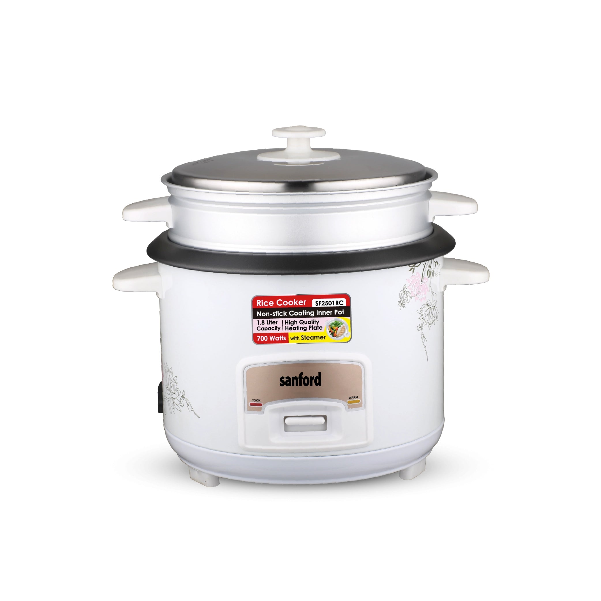 1.8L electric rice cooker 700W steamer keep warm function sanford 1