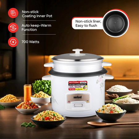 1.8L electric rice cooker 700W steamer keep warm function sanford 3