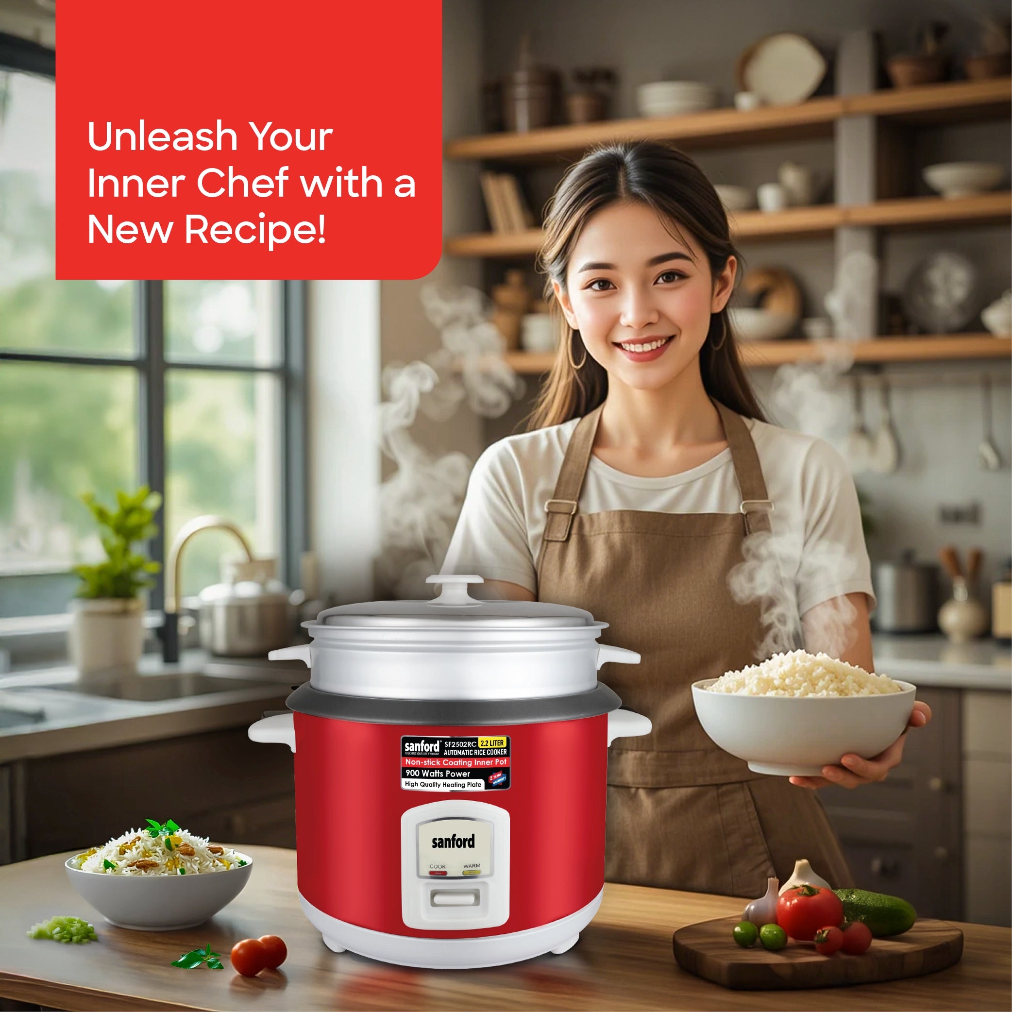 2.2L electric rice cooker with steamer sanford 2