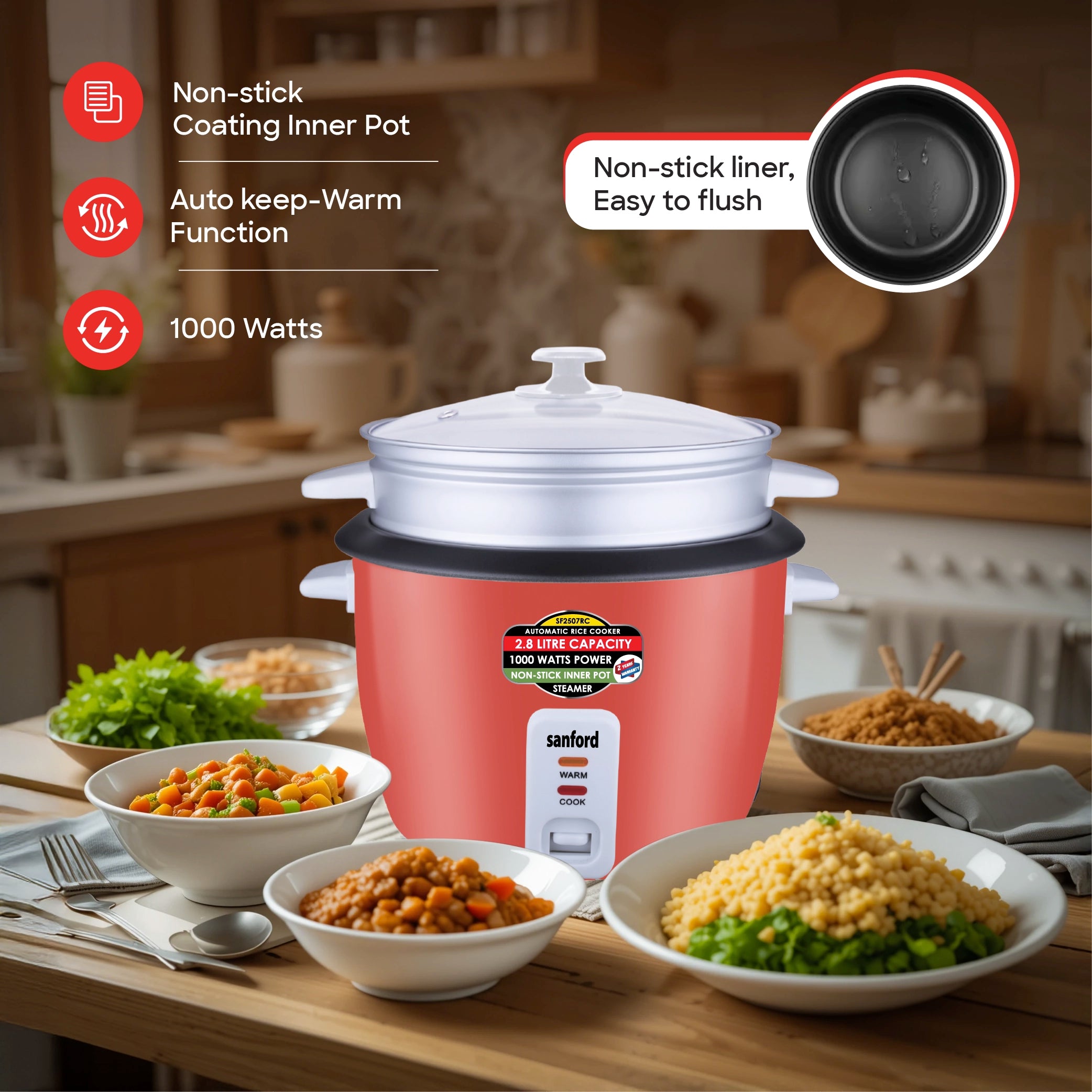 2.8L electric rice cooker with steamer sanford 3
