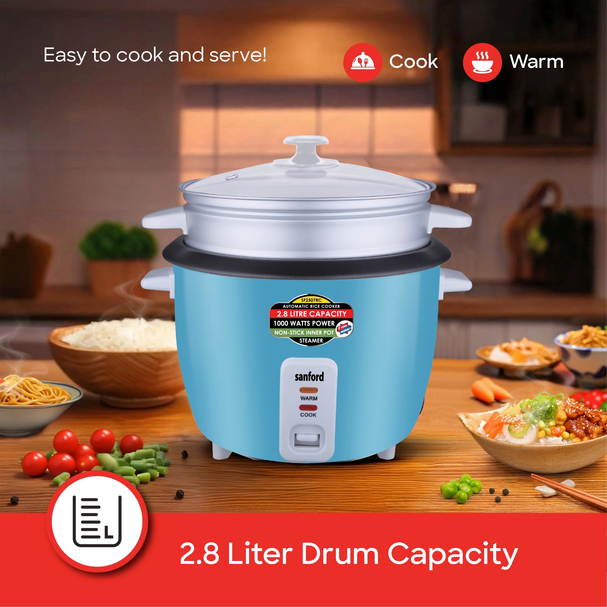2.8L electric rice cooker with steamer sanford 4