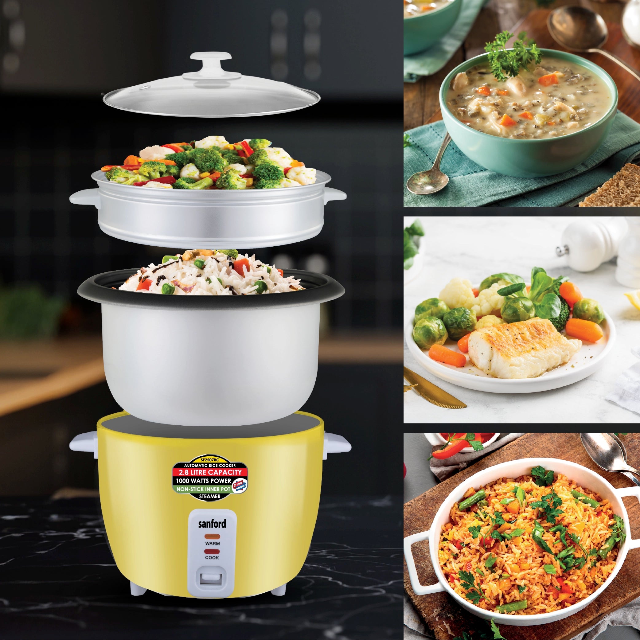 2.8L electric rice cooker with steamer sanford 6
