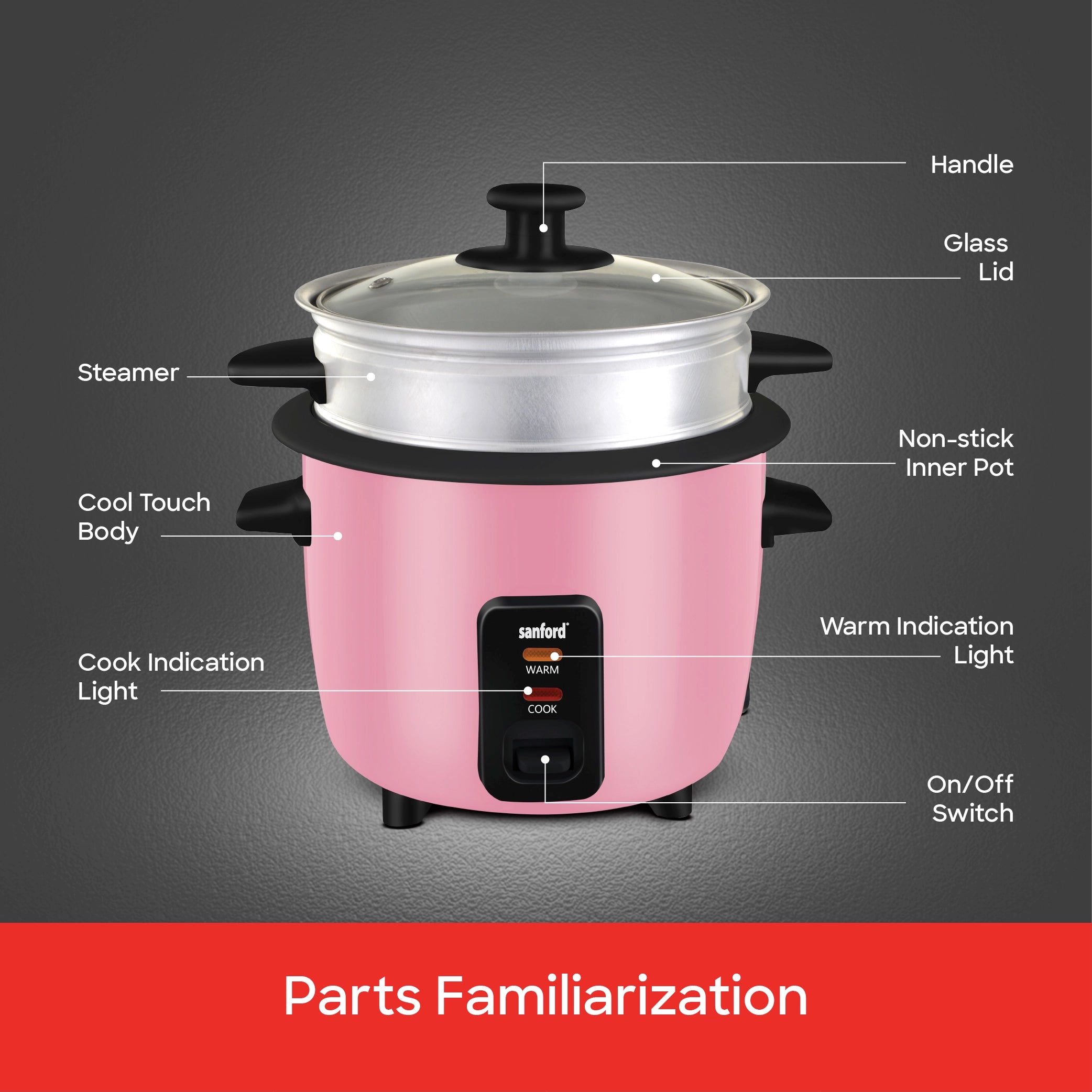 1.0L electric rice cooker with steame sanford 8