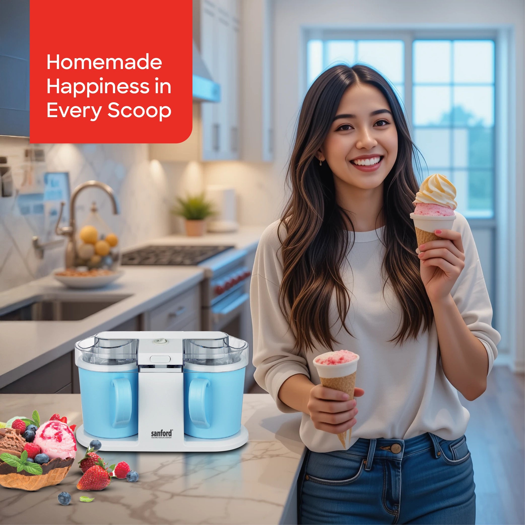 1L ice cream maker dual quick freeze cups sanford 2