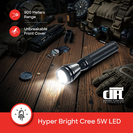 Sanford Army Series 5W LED Flashlight with 900 Meter Range and 60 Min Runtime | SF2637SL - buysanford