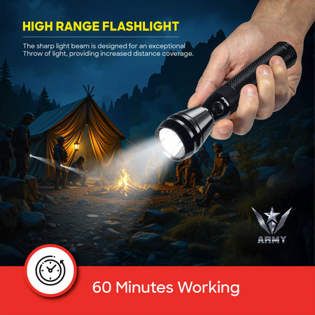 Sanford Army Series 5W LED Flashlight with 900 Meter Range and 60 Min Runtime | SF2637SL - buysanford