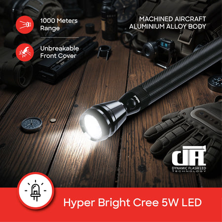 Sanford Army Series 5W LED Flashlight with 1000 Meter Range and 2 Hour Runtime | SF2638SL - buysanford