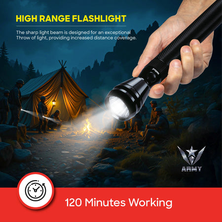 Sanford Army Series 5W LED Flashlight with 1000 Meter Range and 2 Hour Runtime | SF2638SL - buysanford