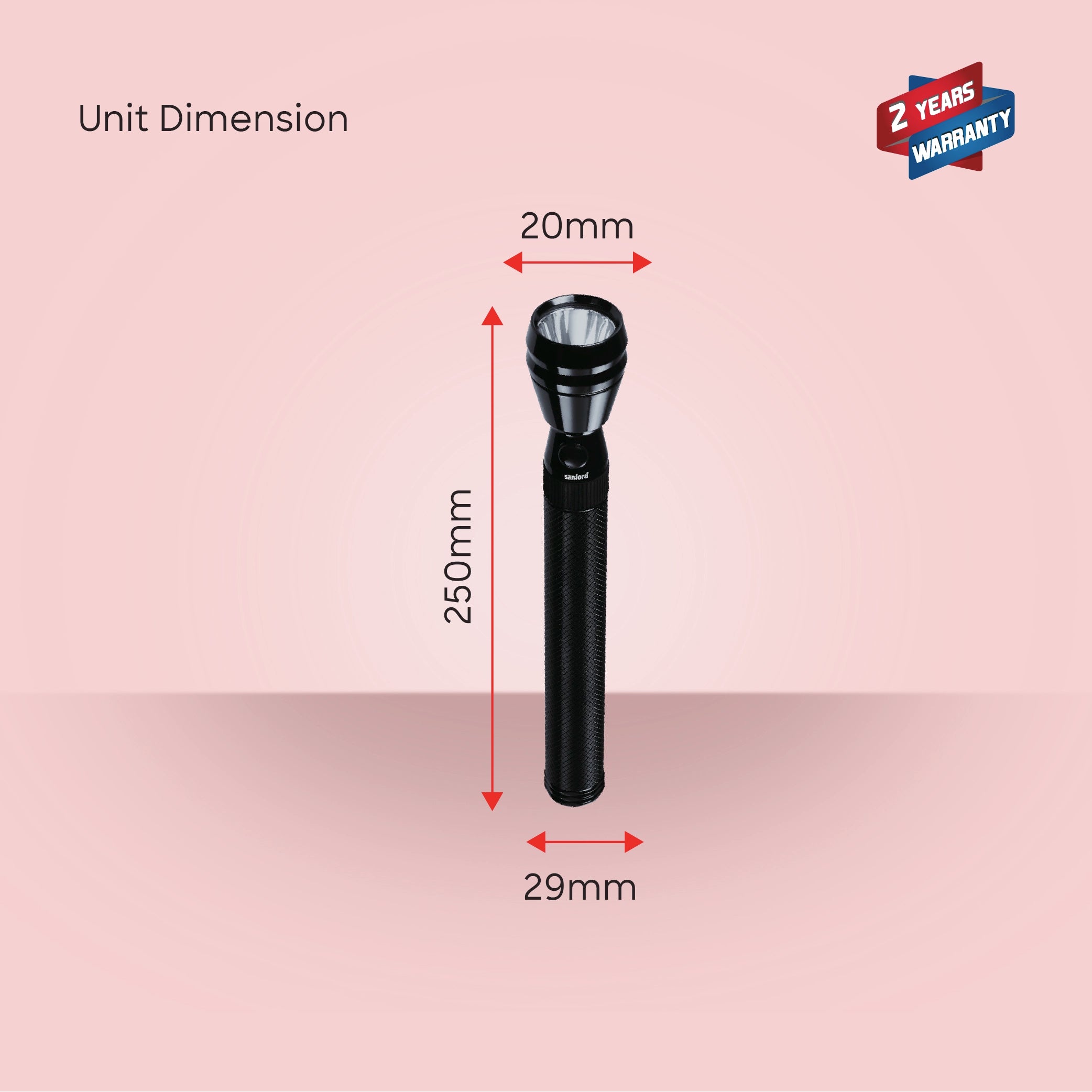 LED flashlight 5W 1000m range 2 hour runtime sanford 6