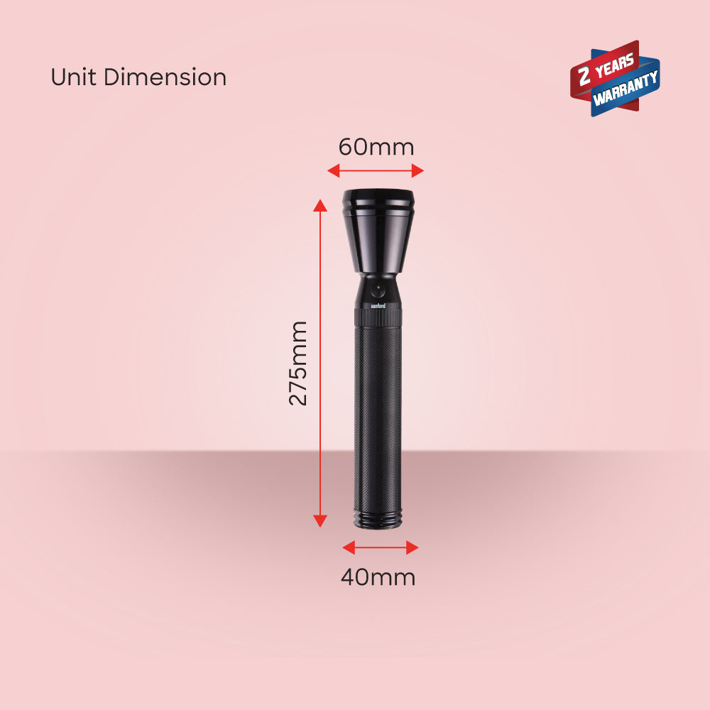 Sanford Army Series 5W LED Flashlight with 1800 Meter Range and 6 Hour Runtime | SF2640SL - buysanford