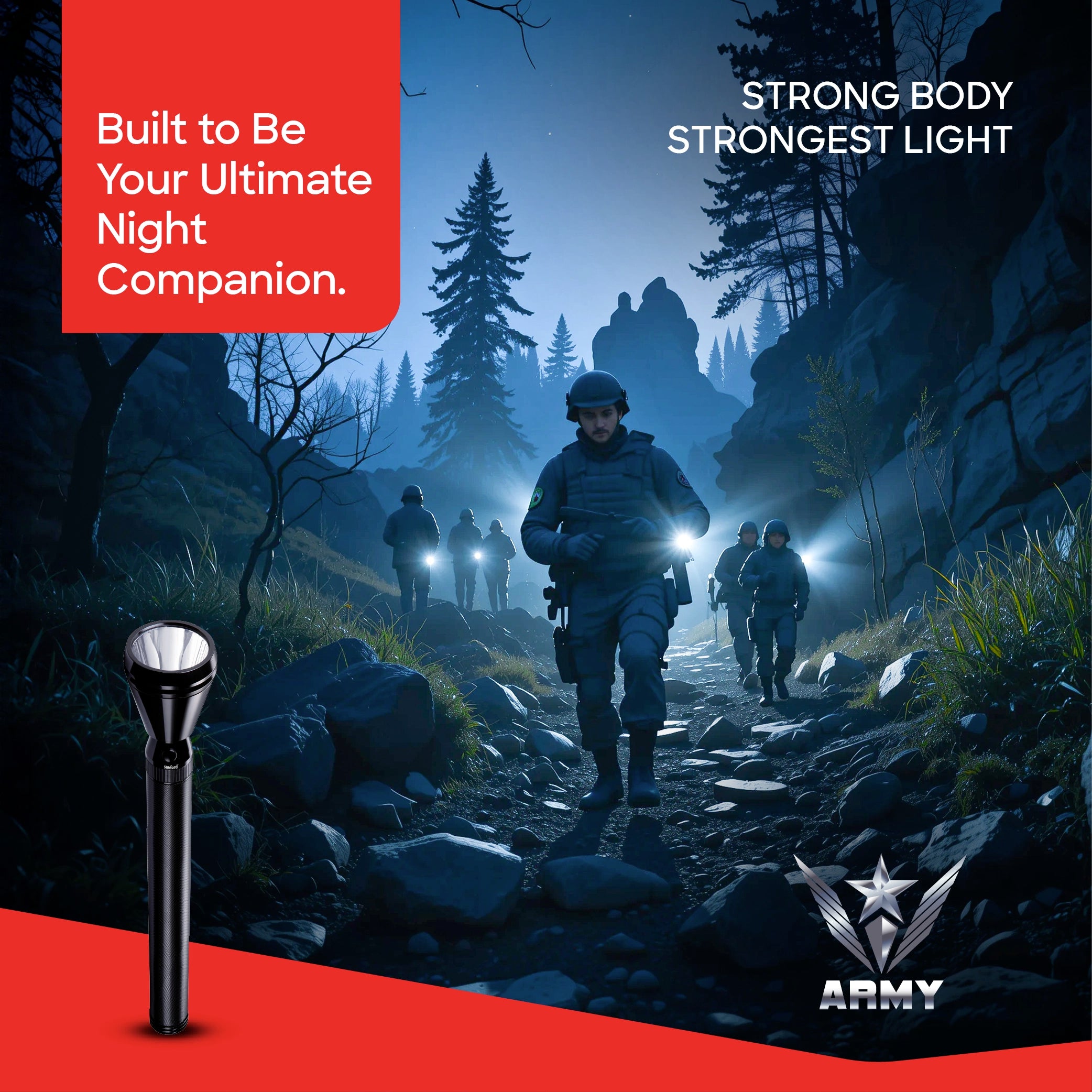 LED flashlight 3W 2100m range 7 hour runtime sanford 2