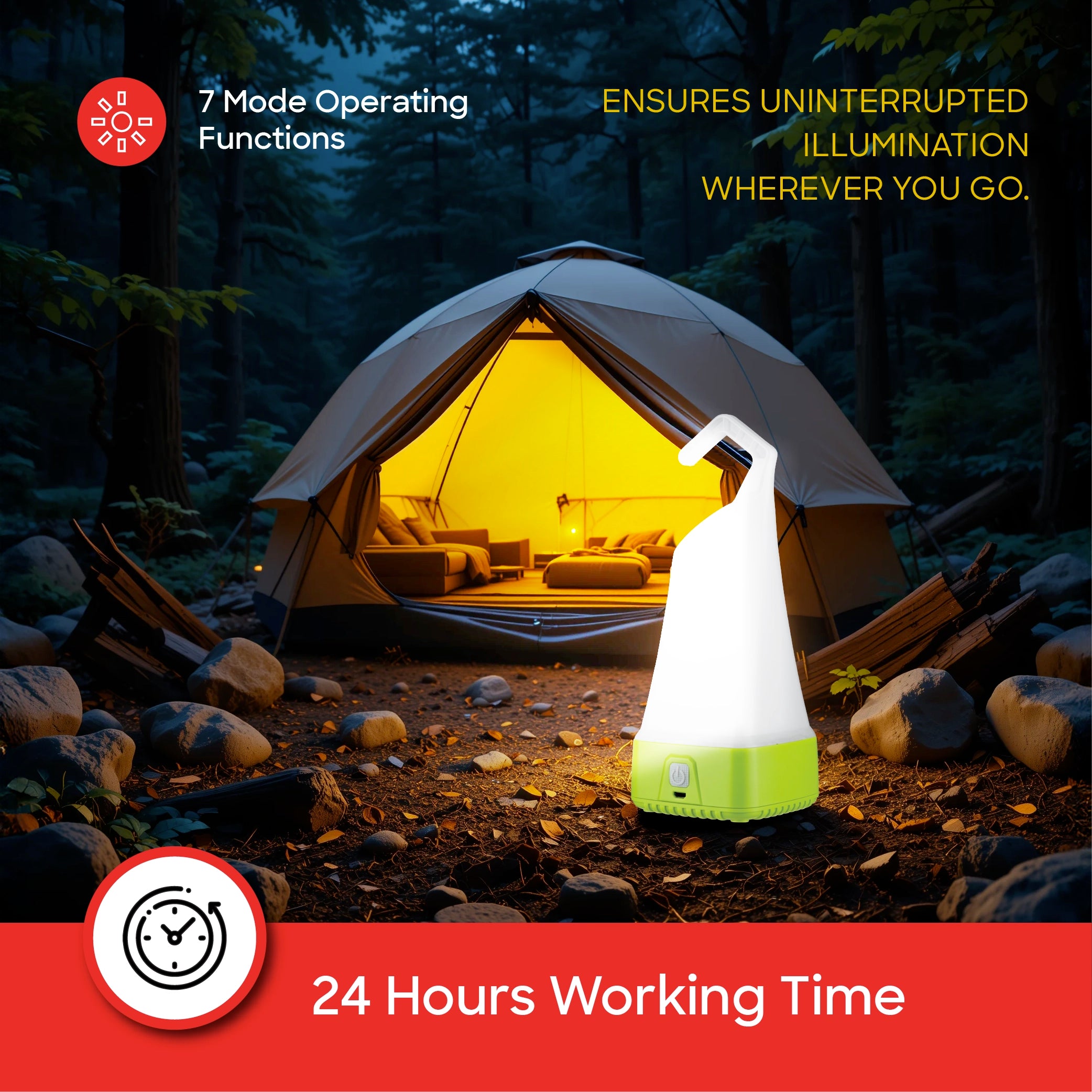 rechargeable 5W LED lantern 7 modes 24 hour runtime sanford 4