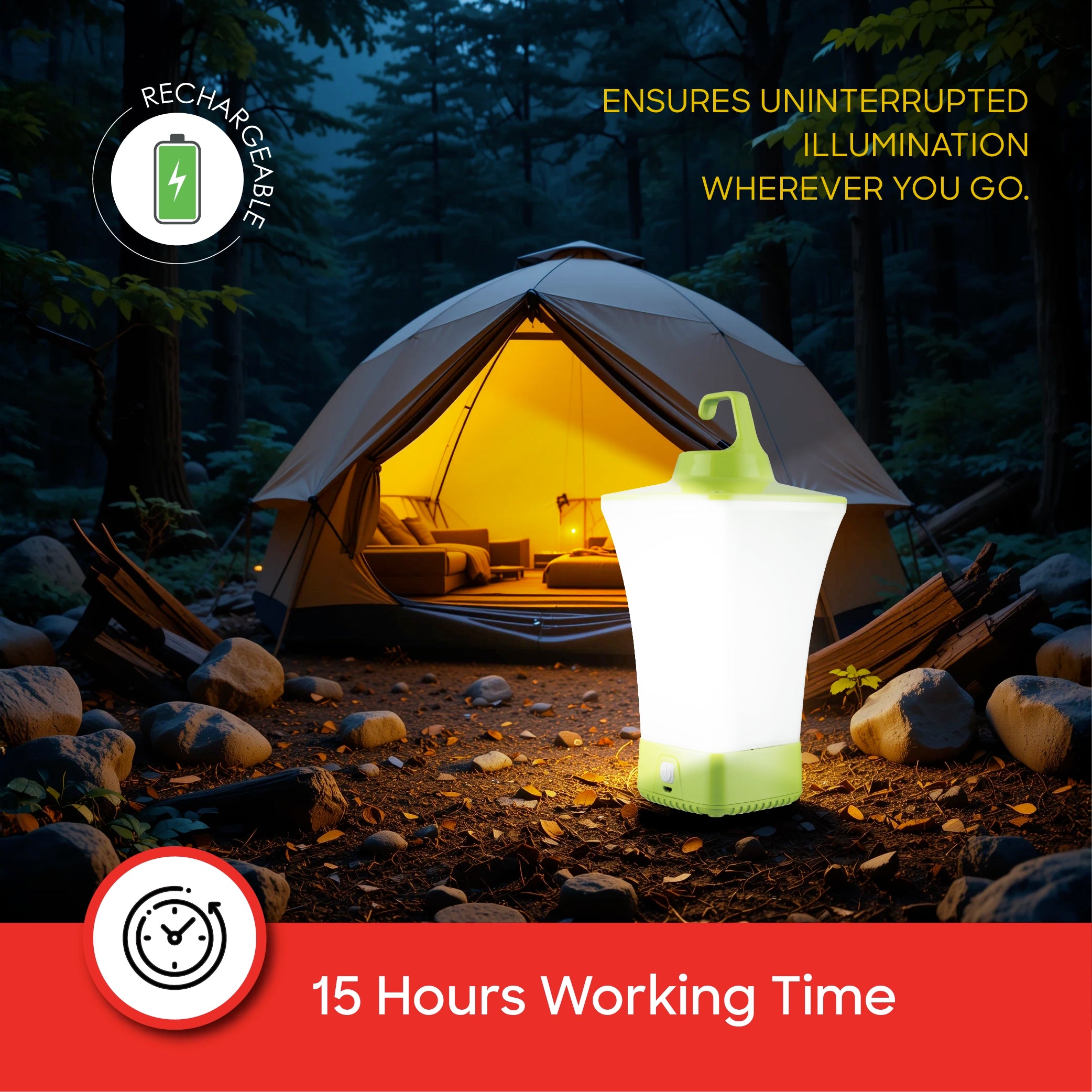 rechargeable LED lantern 4 brightness modes 15 hour runtime sanford 4