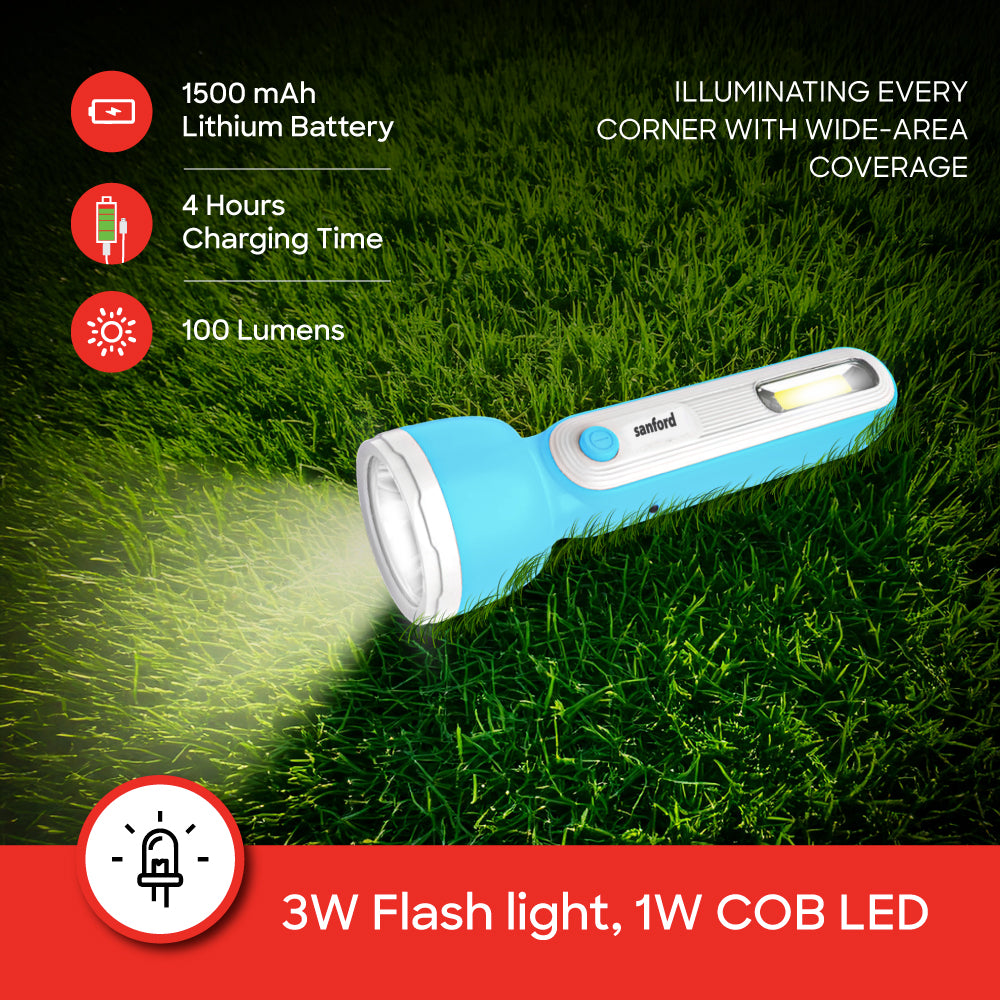Sanford USB Rechargeable Torch with Dual LED and 8 Hour Runtime | SF2665SL - buysanford
