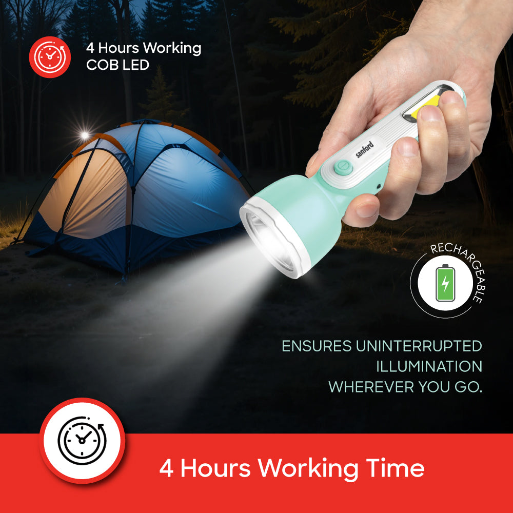 Sanford USB Rechargeable Torch with Dual LED and 8 Hour Runtime | SF2665SL - buysanford