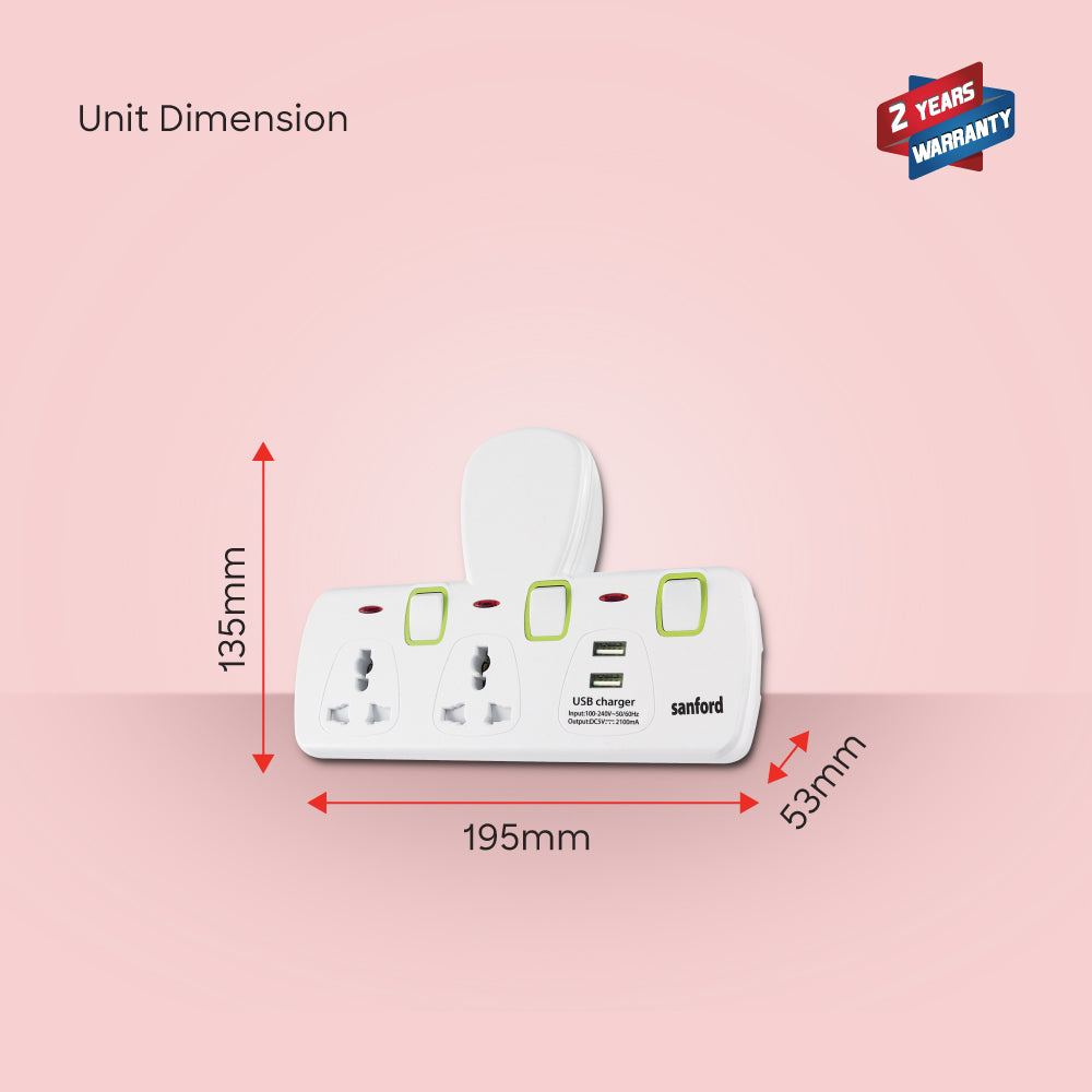 Sanford 2 Way Multi Adaptor Plus USB Port | SF286ADP - buysanford