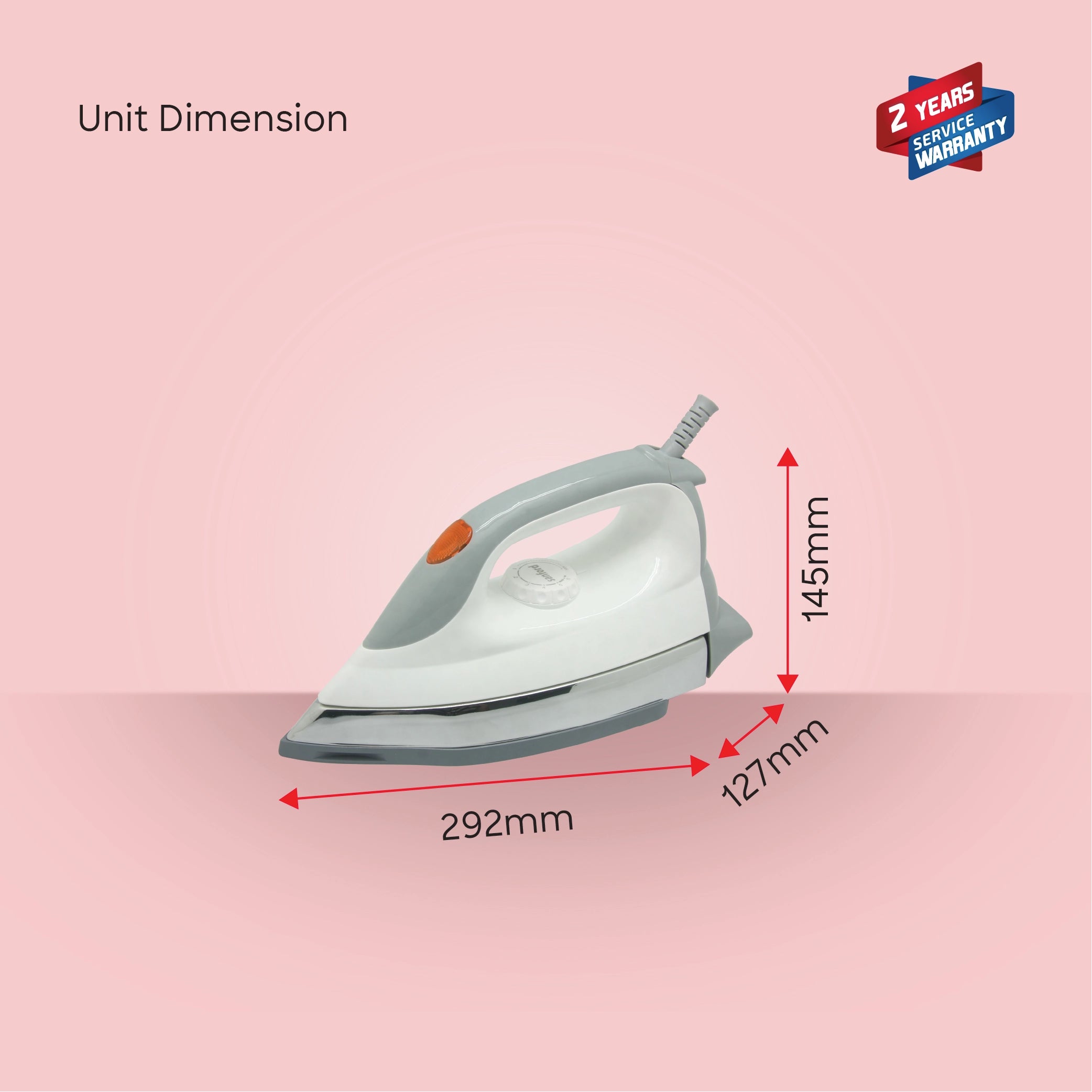 1200W ceramic iron non stick soleplate 6 temperature settings sanford 6