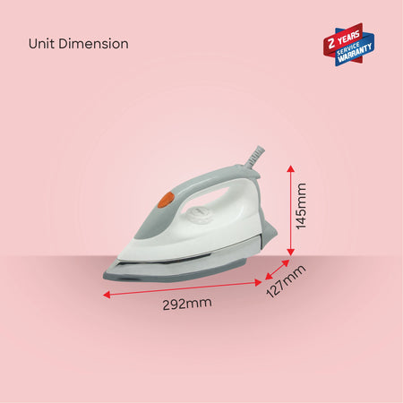 1200W ceramic iron non stick soleplate 6 temperature settings sanford 6