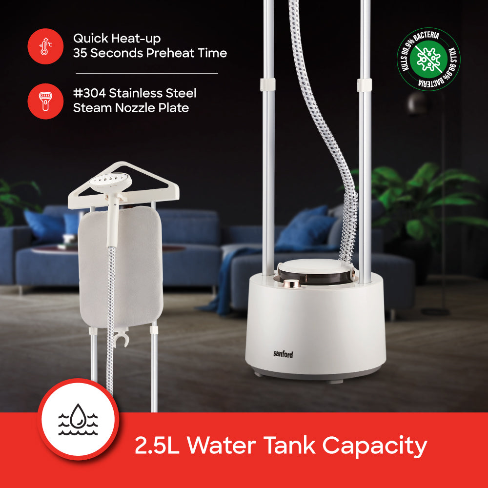 Sanford 2-in-1 steamer and iron board combination for complete garment care