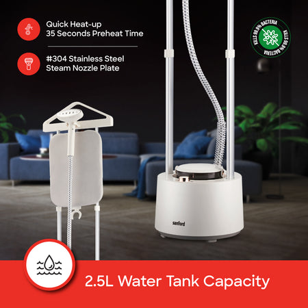 Sanford 2-in-1 steamer and iron board combination for complete garment care