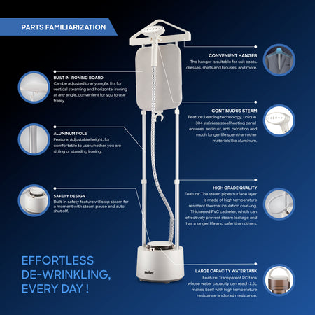 Sanford garment steamer with ironing board for steaming and pressing