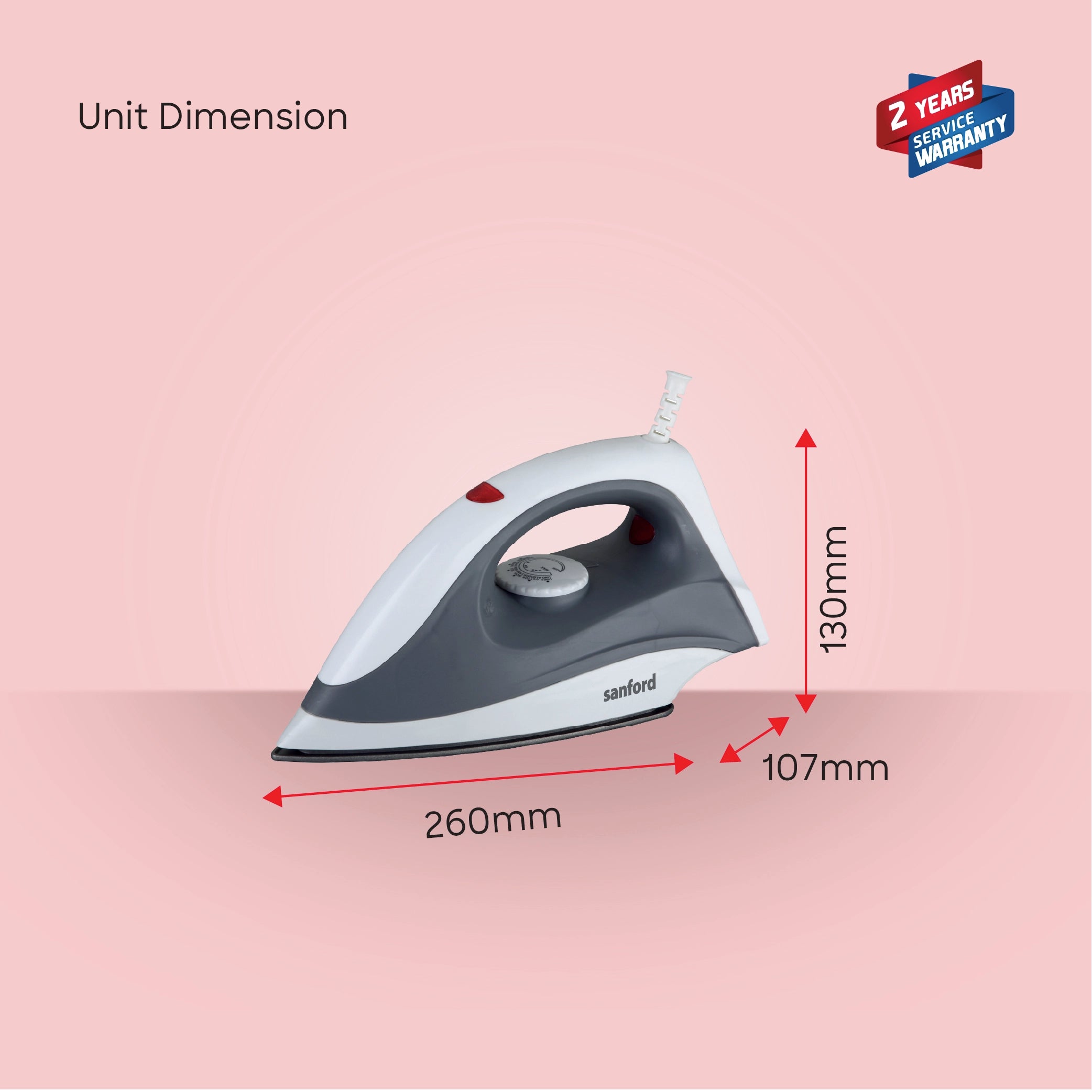 1400W dry iron teflon soleplate safety cut off sanford 6