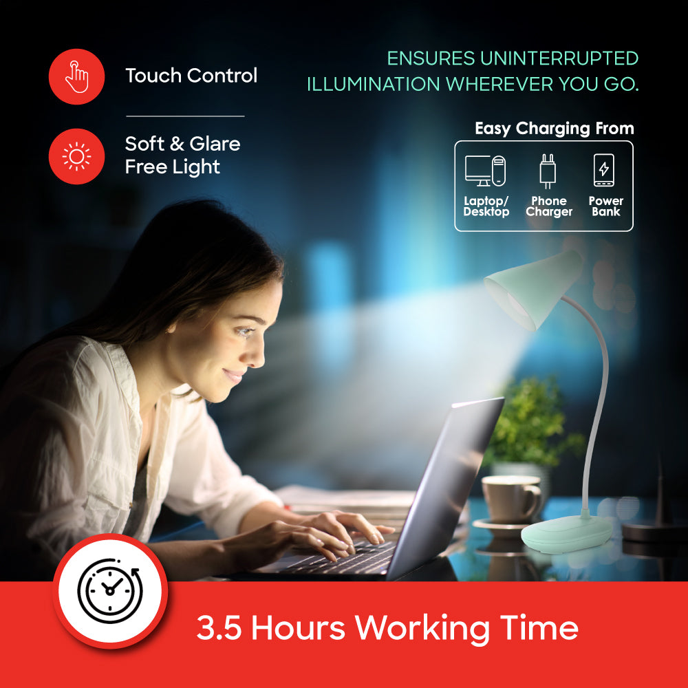 Sanford Rechargeable LED Desk Lamp with 6 Hours Working Time and Touch Control | SF3801DL - buysanford