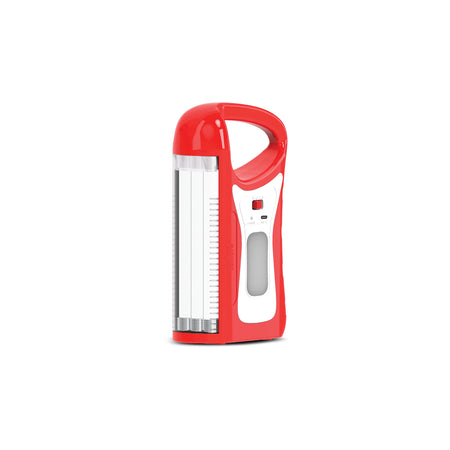 Sanford Rechargeable Emergency Lantern 2-In-1 LED – front view of red emergency lantern with LED tube light on white background