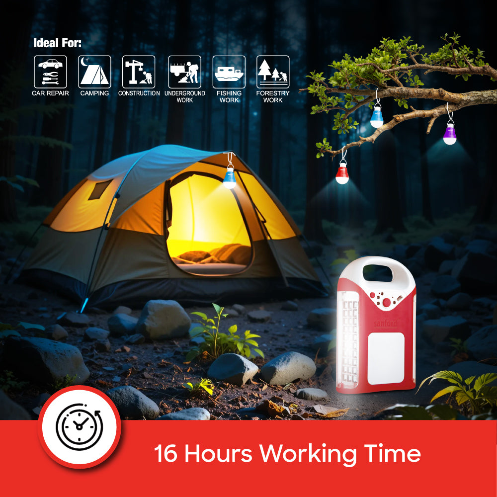 Sanford Rechargeable 6W 3 Side LED Lantern with 3pcs Bulb and 16H Runtime | SF4350SEL - buysanford