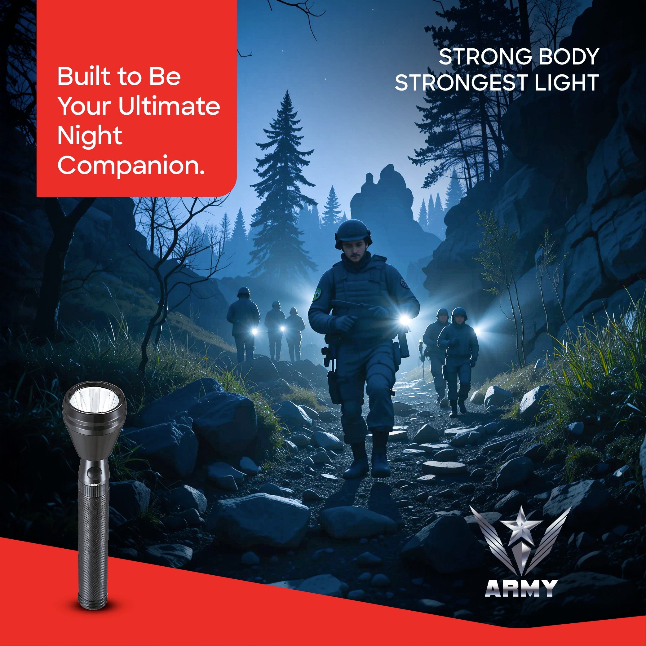 LED flashlight rechargeable 2SC battery portable sanford 2