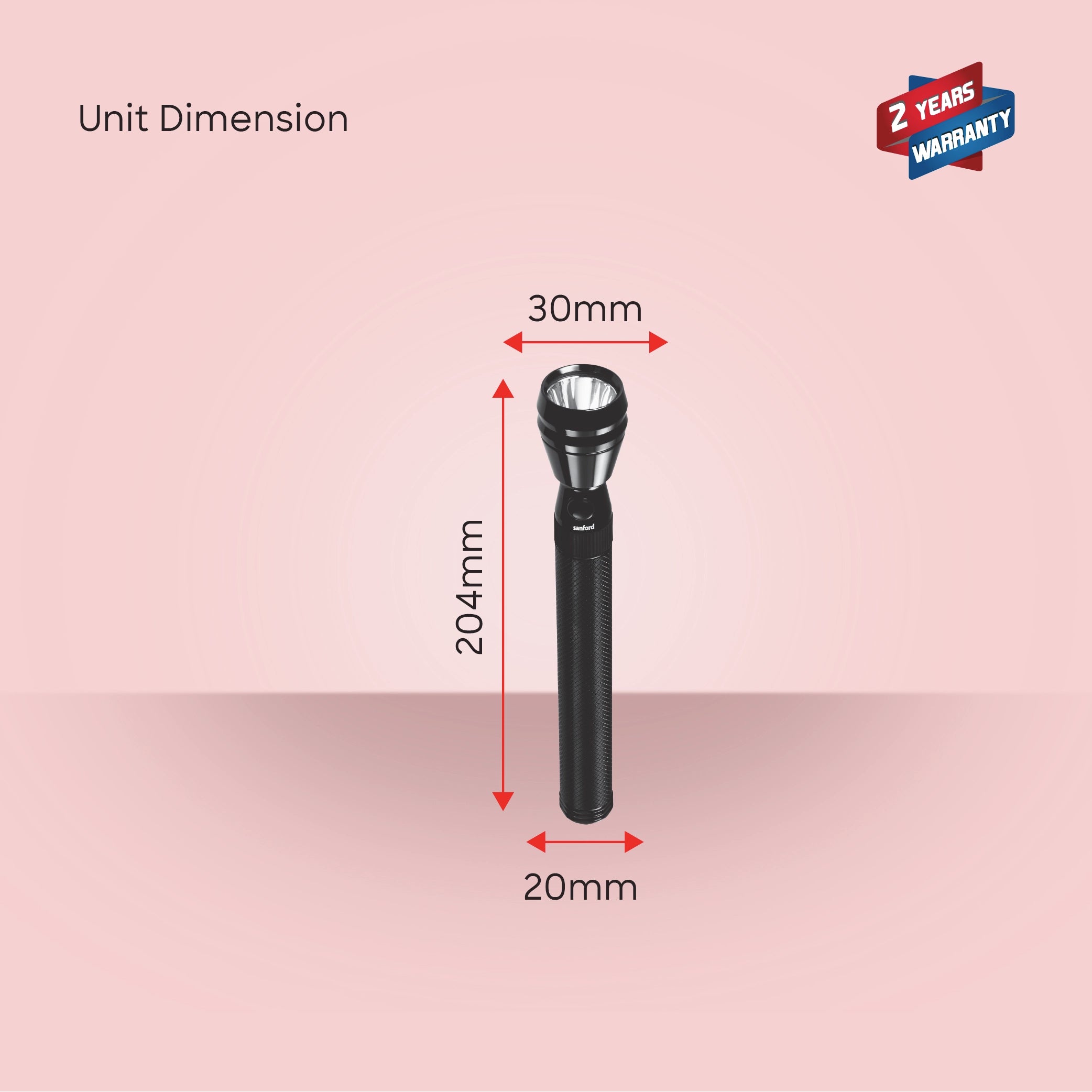 LED flashlight 1W 500m range 120 min runtime sanford 6