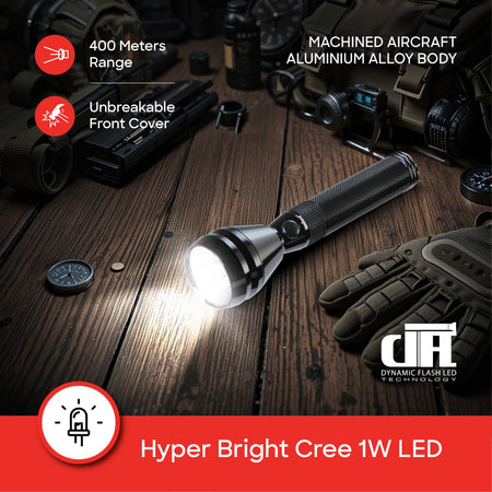 Sanford Army Series 1W LED Flashlight with 400 Meter Range and 60 Min Runtime | SF444SL - buysanford