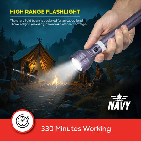 Sanford Navy Series 7W LED Flashlight with 3200 Meter Range and 5Hour Runtime | SF4664SL - buysanford